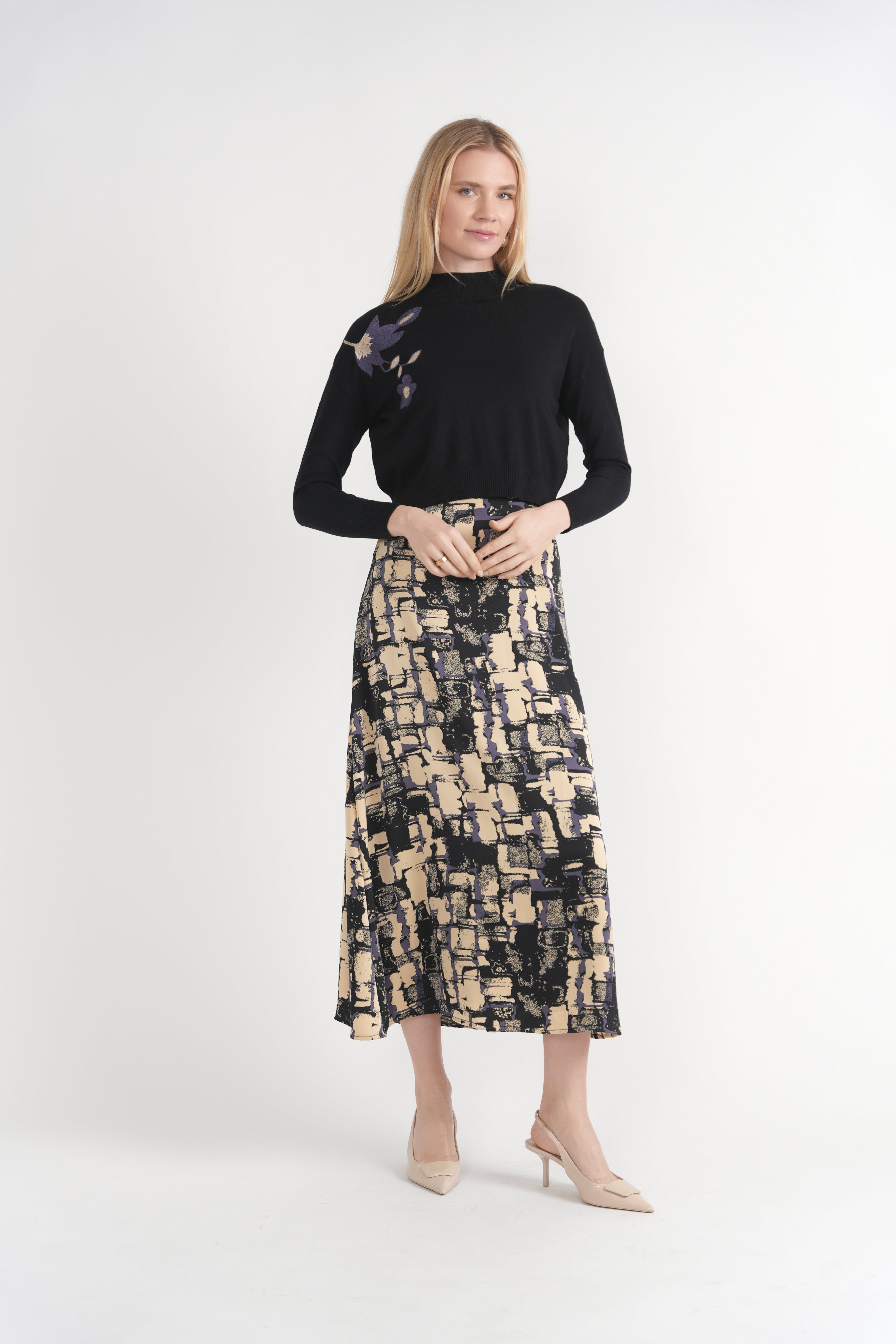 Printed Satin Jumper Set