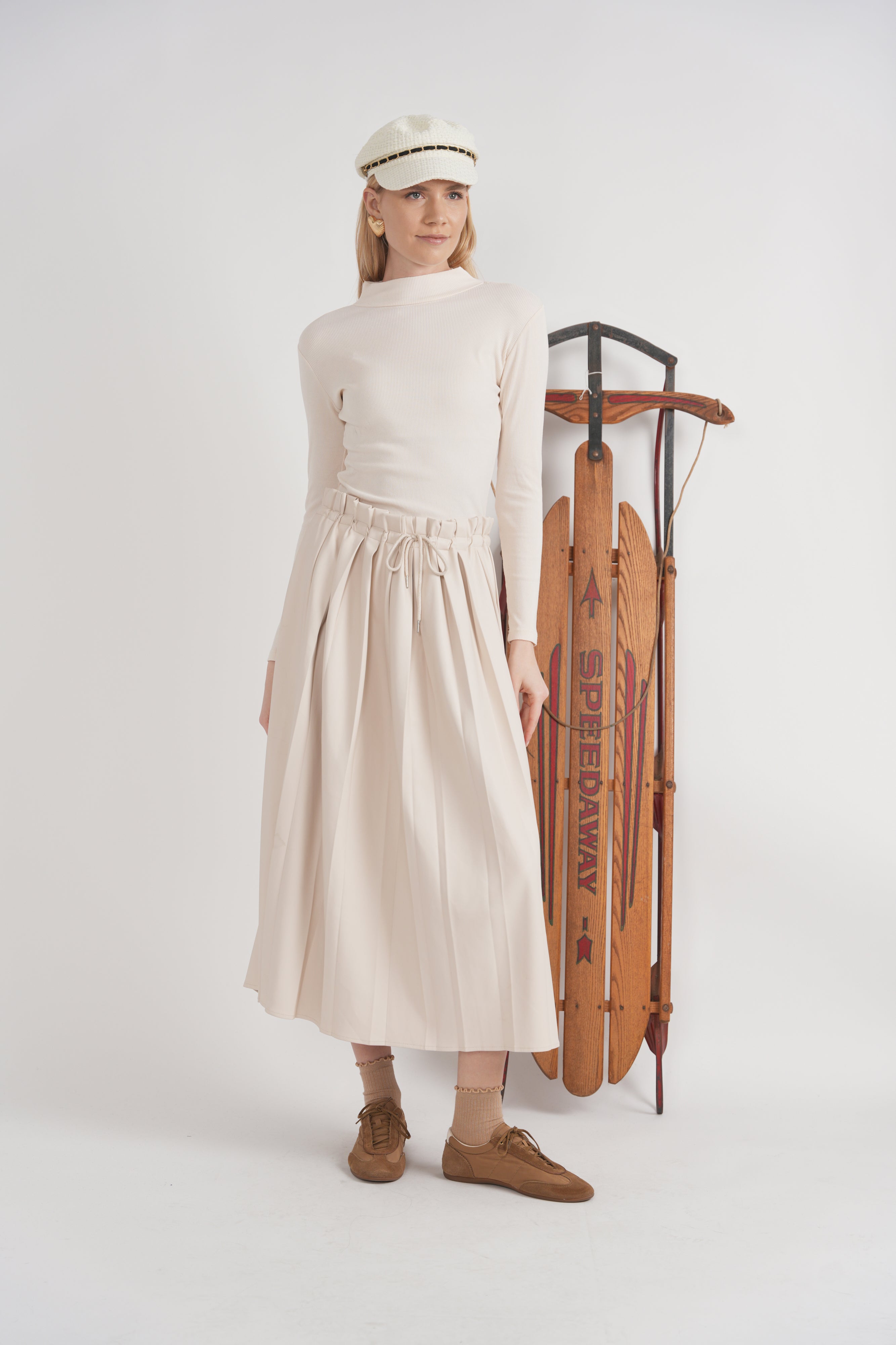Leather Midi Paper Bag Skirt