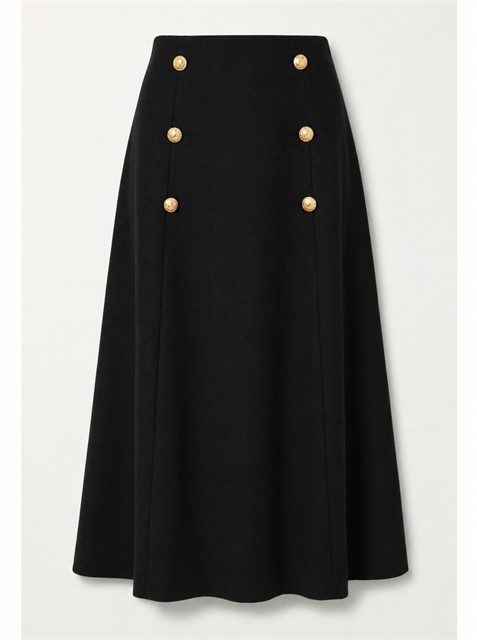 Cool Wool Double Breasted Long Skirt in by NYC Factory
