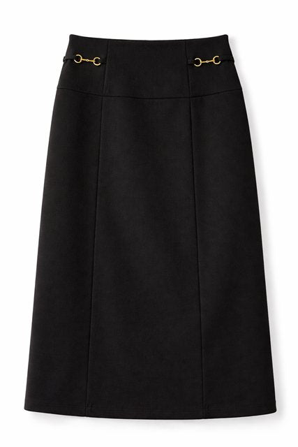 Inspired Wool Midi Skirt in Black by Club Malibu