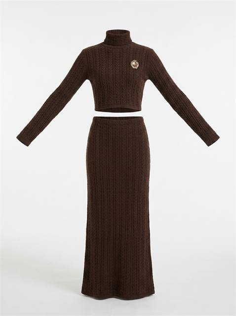 Cable Knit Maxi Set in Coffee by Hashtag