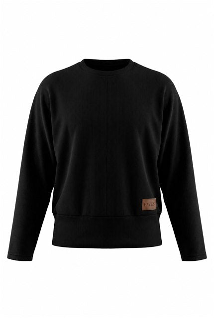 Ribbed Dolman Emblem Tee in Black by Faves