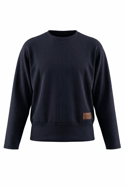 Ribbed Dolman Emblem Tee in Dark Denim by Faves