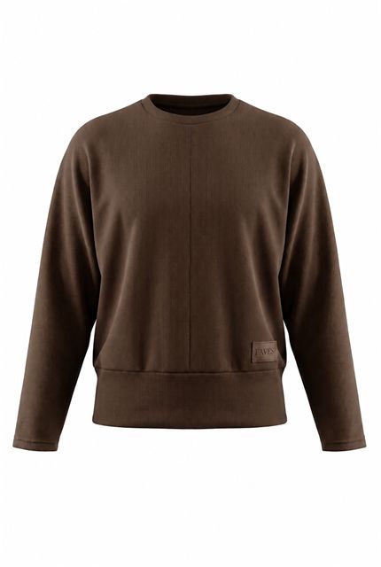 Ribbed Dolman Emblem Tee in Mocha by Faves