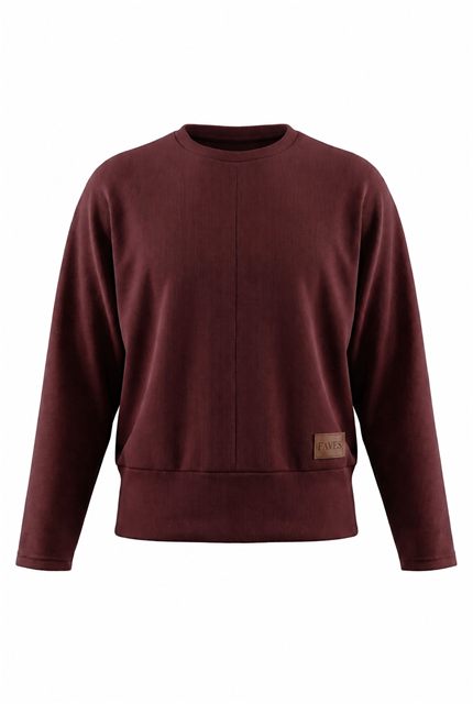 Ribbed Dolman Emblem Tee in Wine by Faves