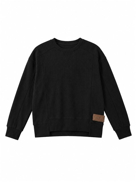 Ribbed High Low Hem Sweatshirt in Black by Faves