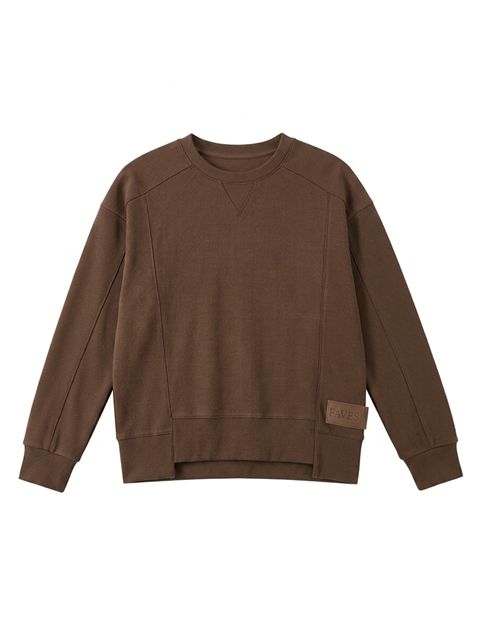 Ribbed High Low Hem Sweatshirt in Mocha by Faves