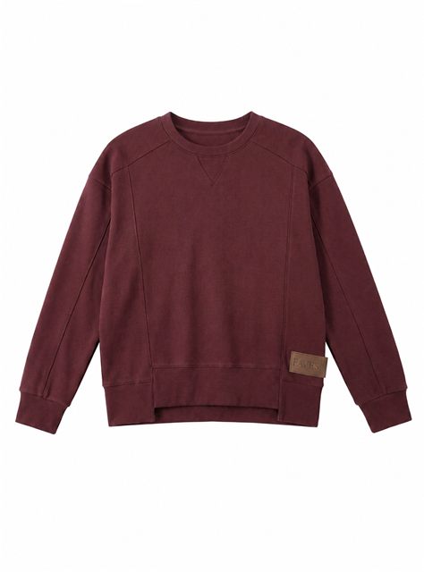 Ribbed High Low Hem Sweatshirt in Wine by Faves