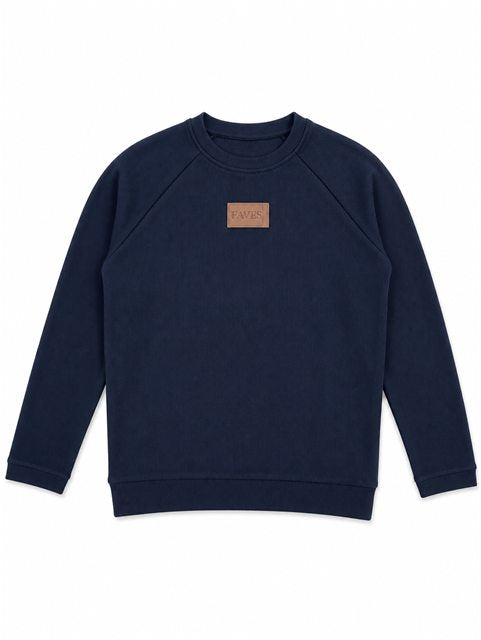 Ribbed Long Sleeve Sweatshirt in Dark Denim by Faves