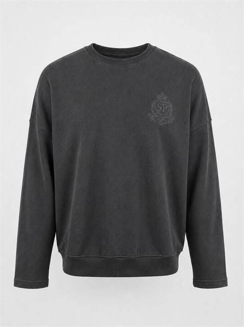 Ribbed Emblem Dolman Top in Charcoal by Spades