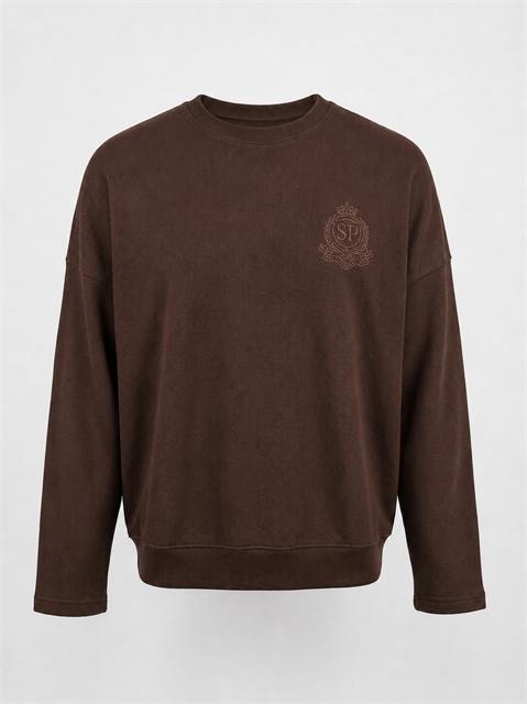 Ribbed Emblem Dolman Top in Chocolate by Spades