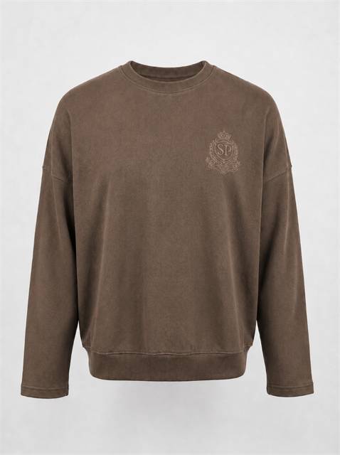 Ribbed Emblem Dolman Top in Mocha by Spades