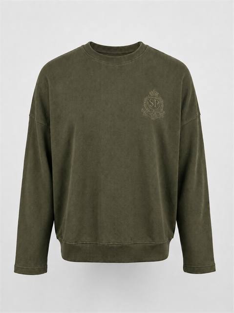 Ribbed Emblem Dolman Top in Olive by Spades