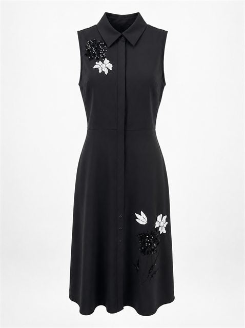Embroidered Shirt Jumper in Black by Club Malibu