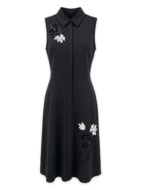 Embroidered Shirt Jumper in Black by Club Malibu