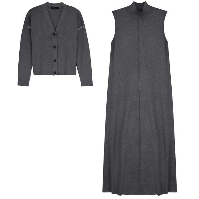 Knit Midi Set in Charcoal Mix by MiuMax
