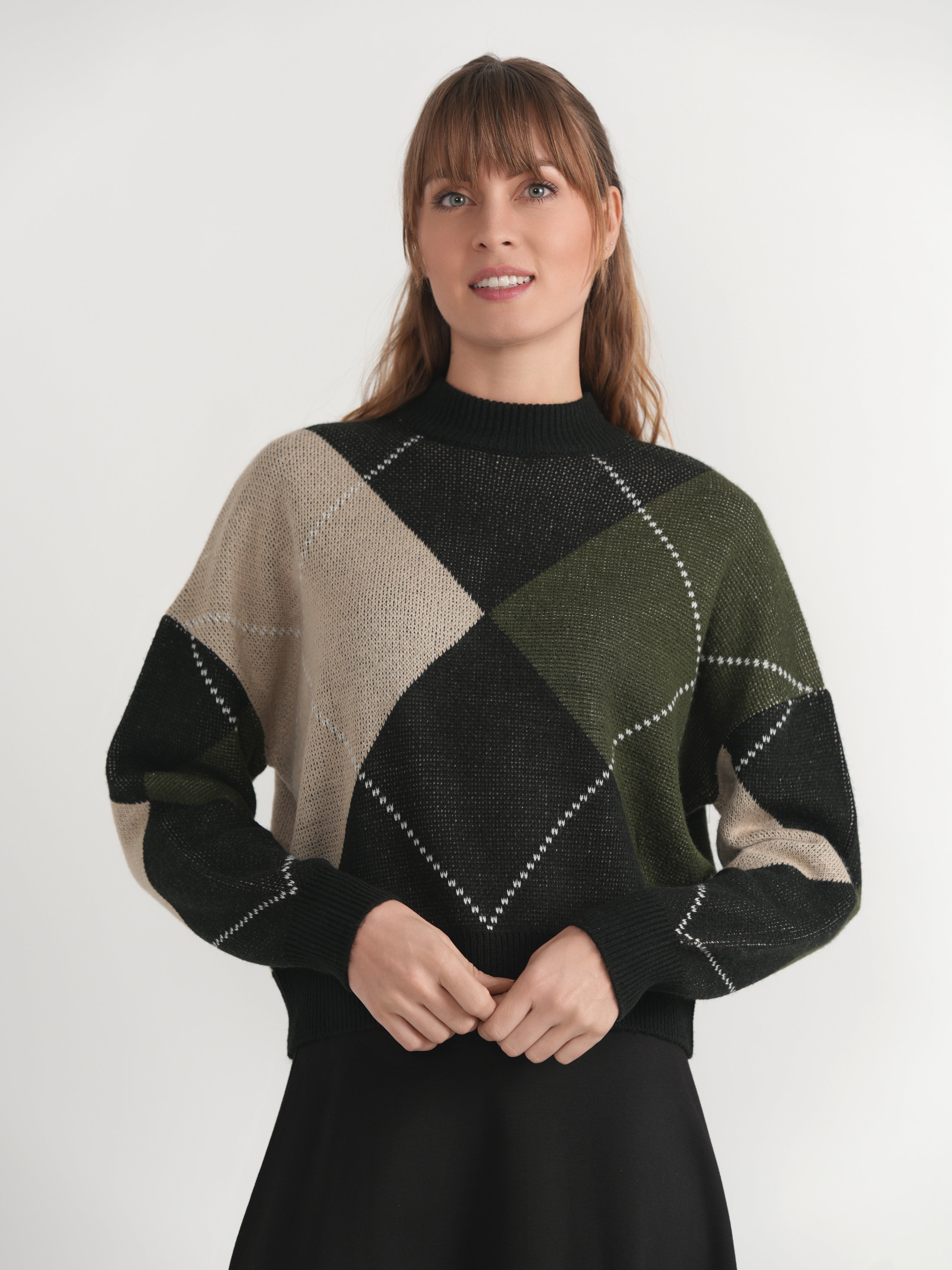Argyle Drop Shoulder Sweater in by Firm Collection