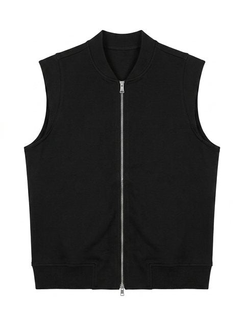 Ponte Knit Zip Down Vest in Black by Midi