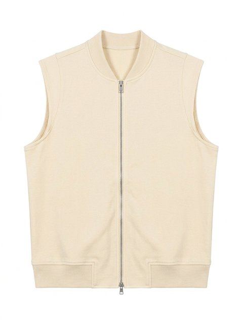 Ponte Knit Zip Down Vest in Cream by Midi