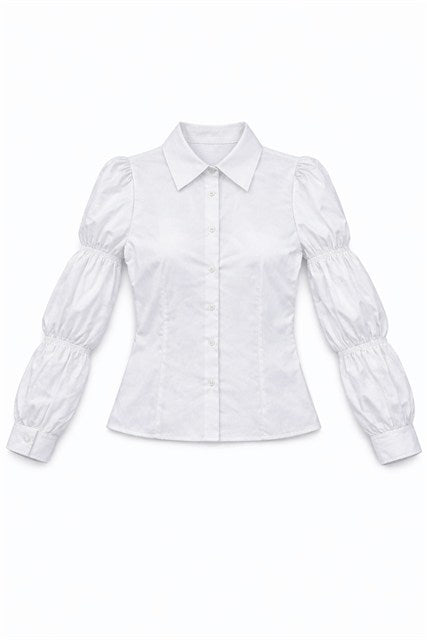 Bubble Sleeve Blouse in White by Birch