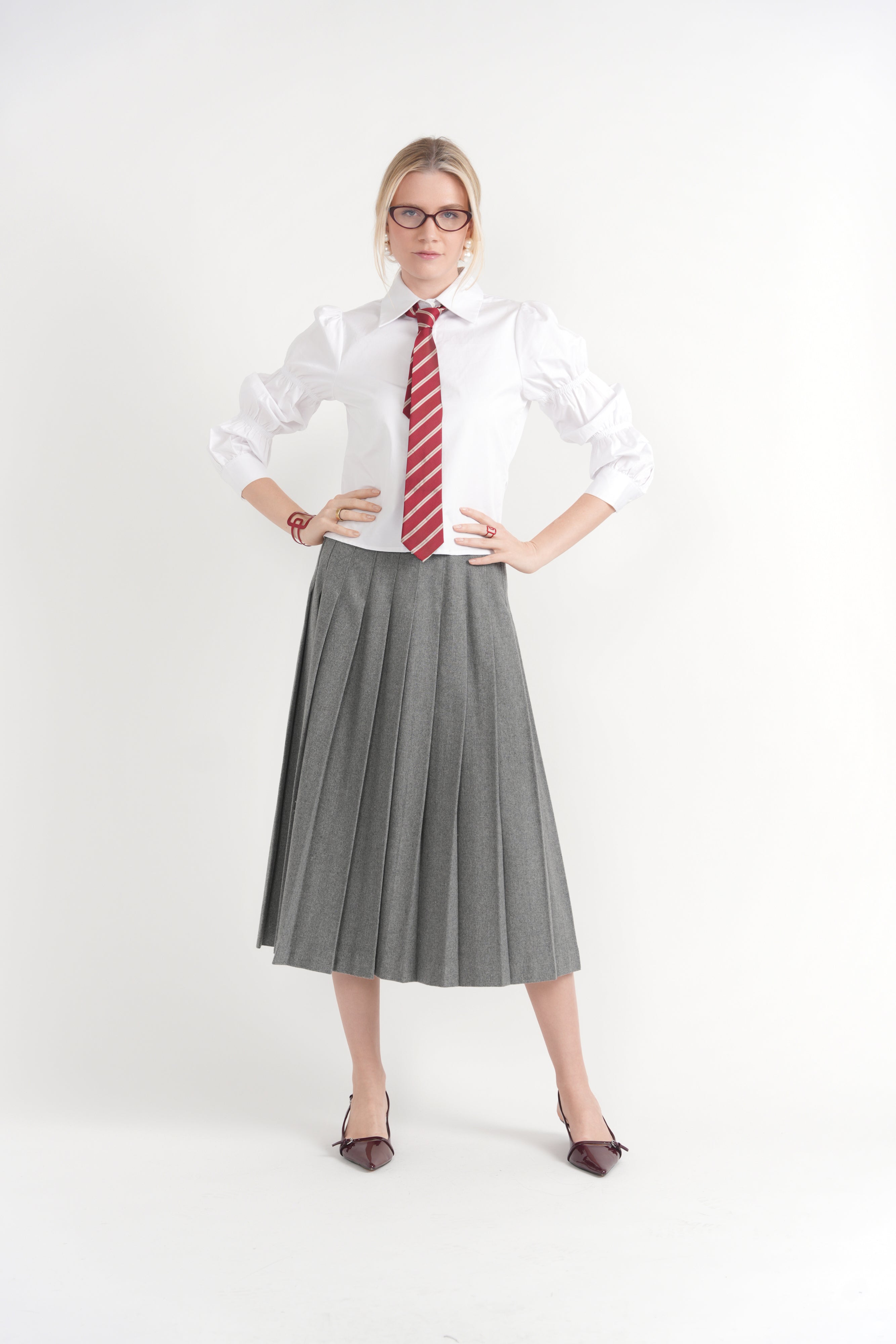 Bubble Sleeve Blouse in White by Birch