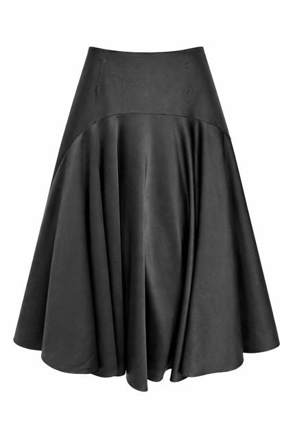 Satin Draped Midi Skirt in Black by E.U.X. Exclusive