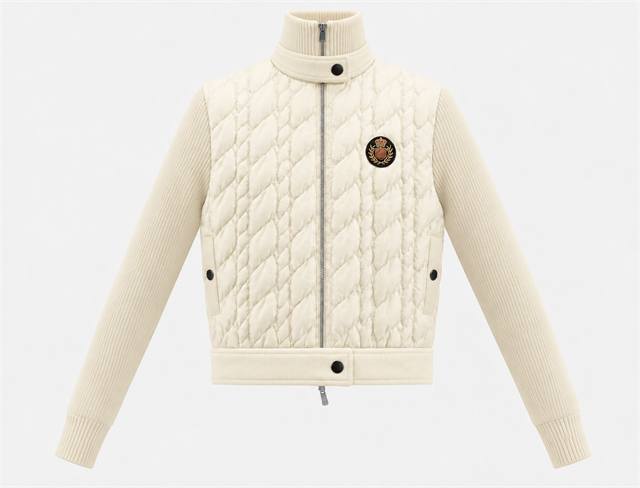Cable Knit Quilt Sweater With Belt in Cream by MiuMax
