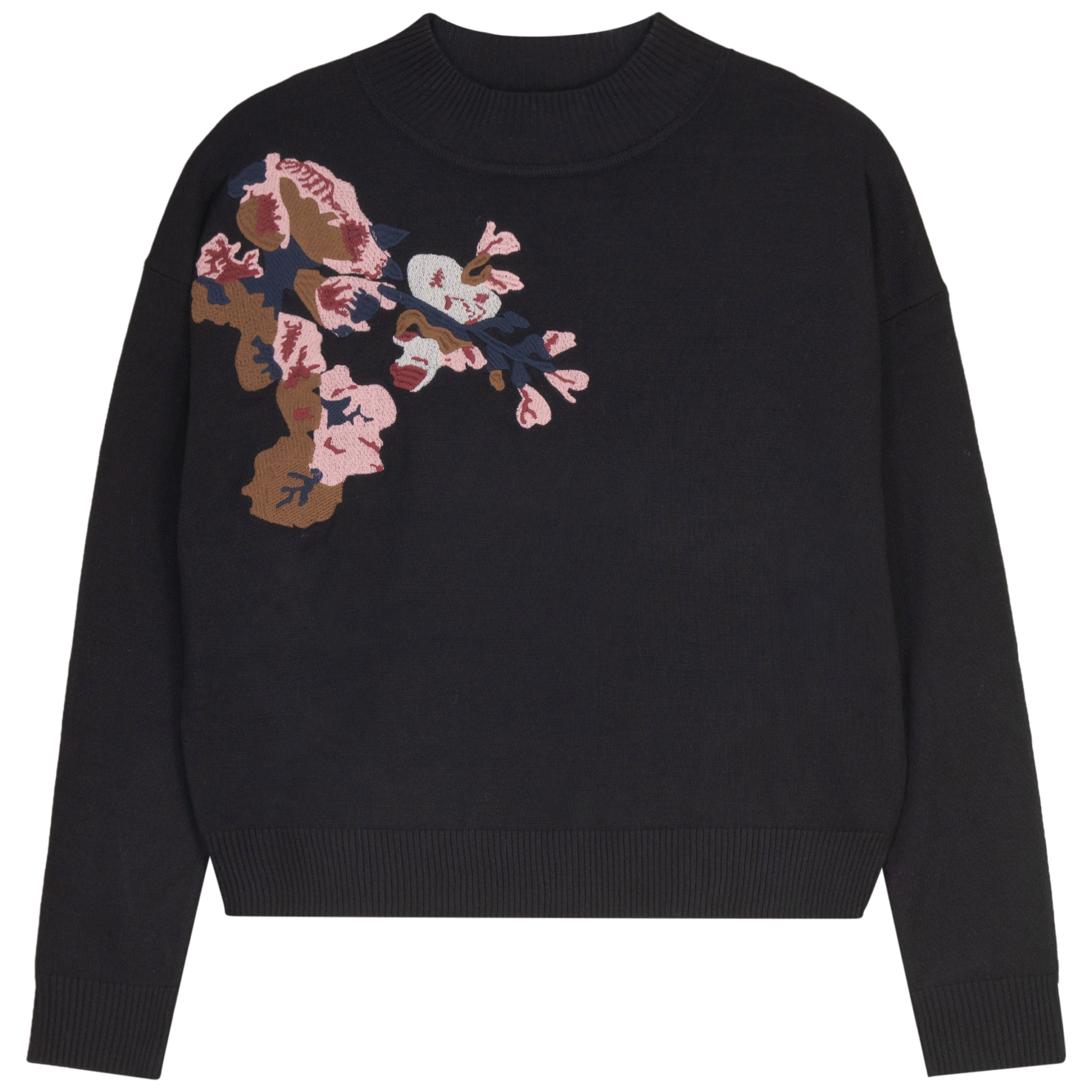 Embroidered Mock Neck Sweater