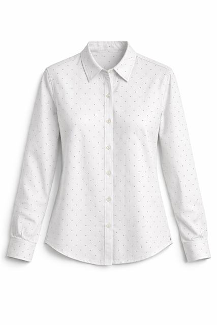 Brushed Cotton Diamond Studded Blouse in White by ccelui cream