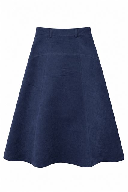 Suede Maxi Shaped Ulla Skirt in Dark Denim by Ulla Maxi
