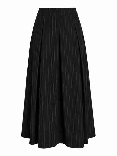 Cool Wool Pin Striped Pleated Midi Skirt in by Diciannove