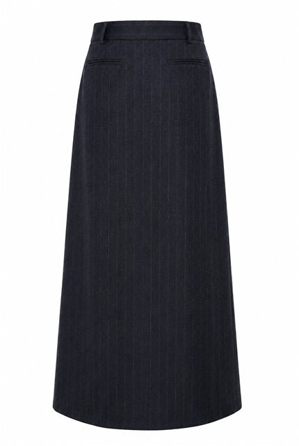 Wool Maxi Skirt in Navy by Spades