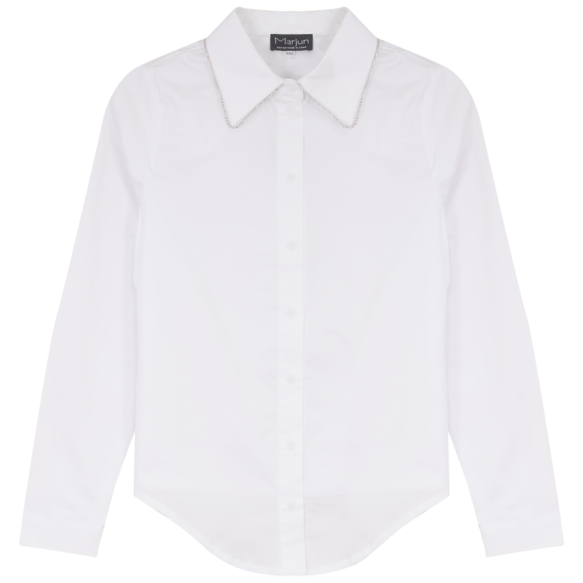 Diamond Trimmed Blouse in White by Marjun