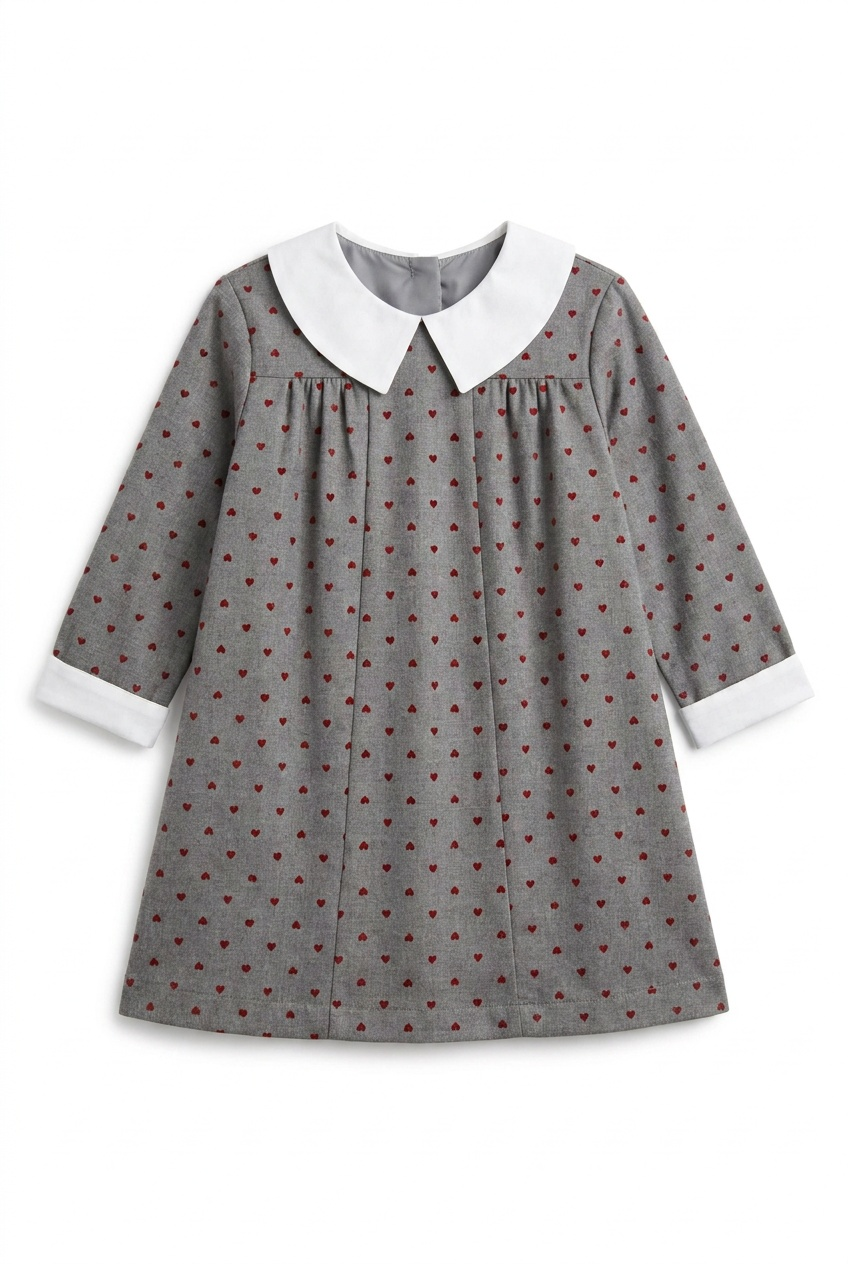 Heart Print Dress in Grey by Clô