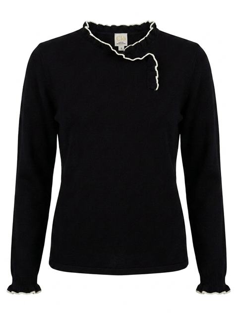 Ruffle Neck Knit Top in by Clô