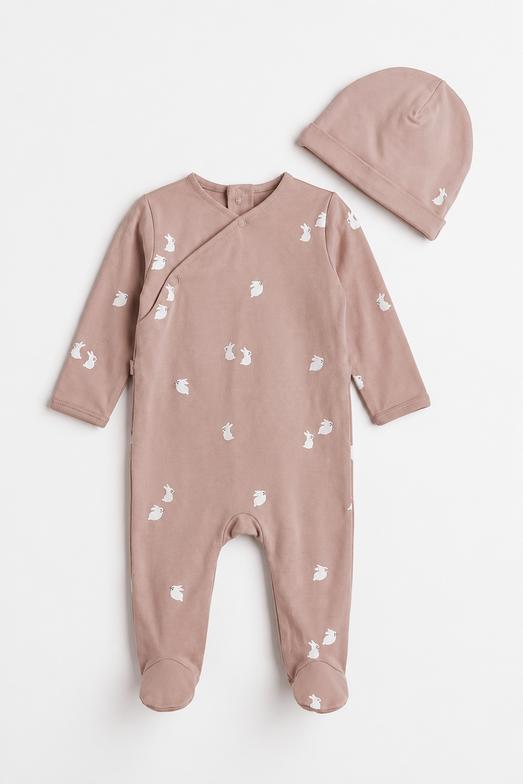 Bunnies Print footie in Primrose White by Little Fragile