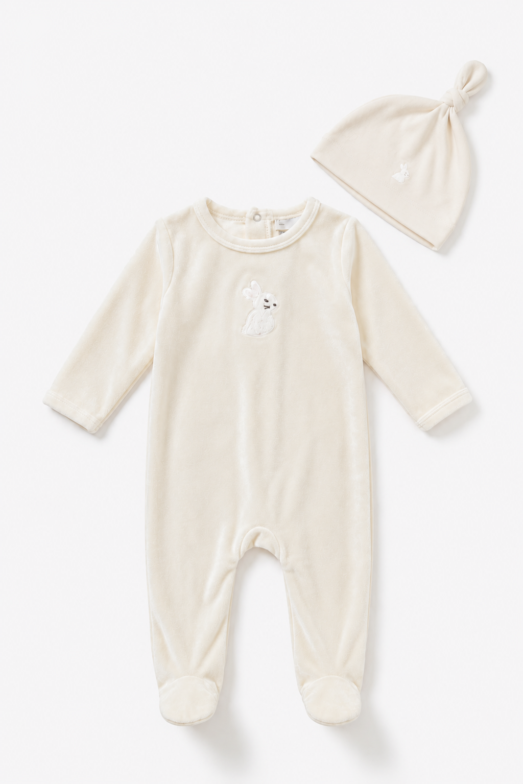 Velour Bunny Footie in by Little Fragile