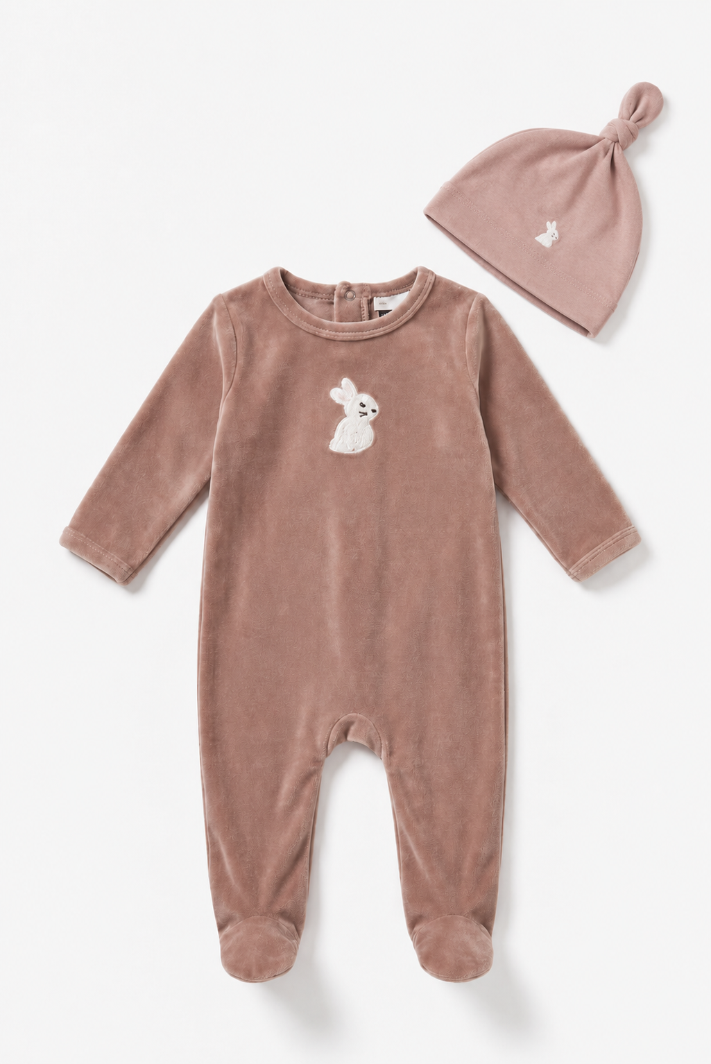 Velour Bunny Footie in Primrose by Little Fragile