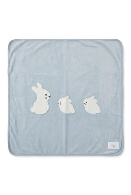 Velour Bunnies Blanket in Blue One Size by Little Fragile
