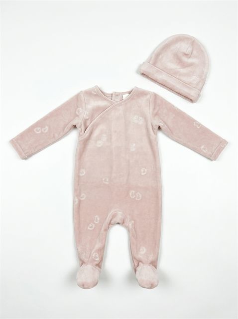 Bunnies Velour Footie in Primrose by Little Fragile