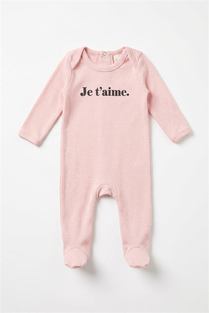 Je T'aime Print Footie in Pink by Fragile