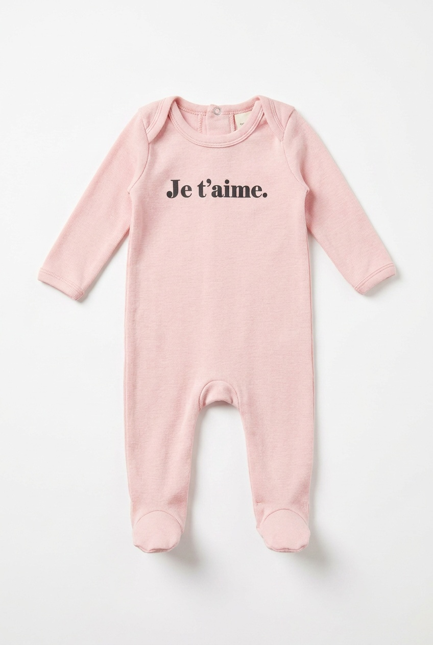 Je T'aime Print Footie in Pink by Fragile