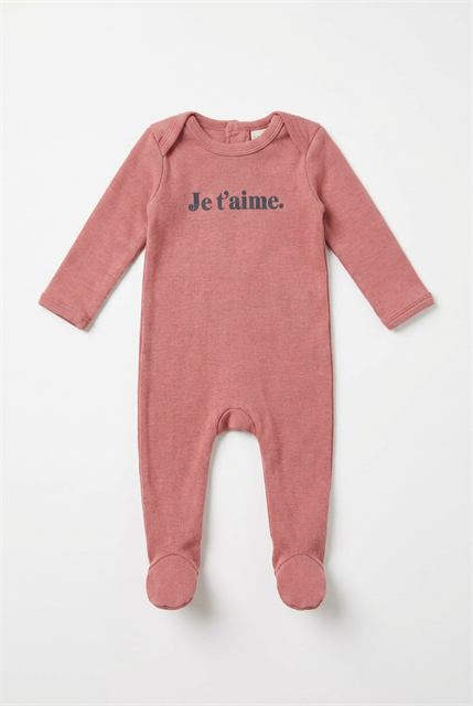 Je T'aime Print Footie in Redwood by Fragile