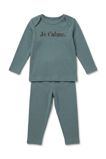 Je T'aime Print 2 Piece Set in Smoke Blue by Fragile