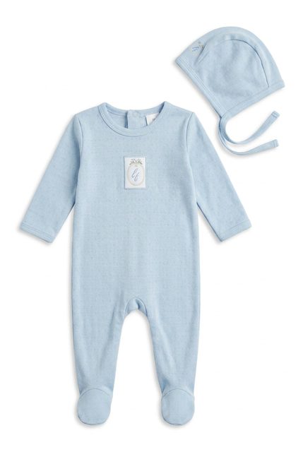 Pointelle Footie in Blue by Little Fragile