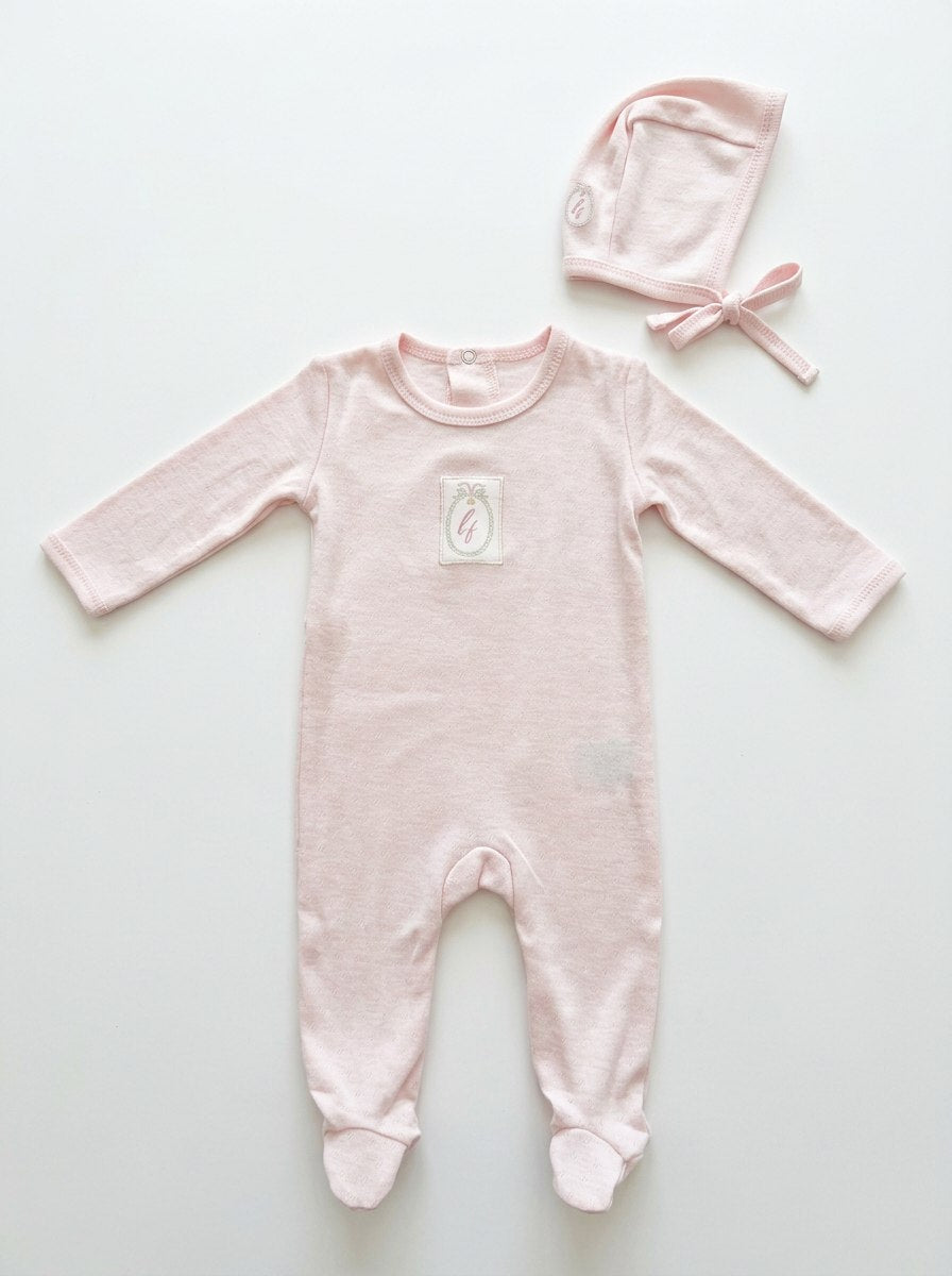 Pointelle Footie in Pink by Little Fragile
