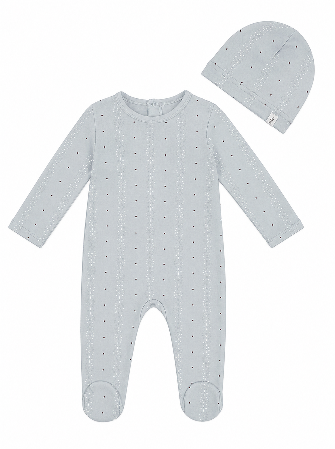 Dot Stripe Footie in Blue White by Little Fragile