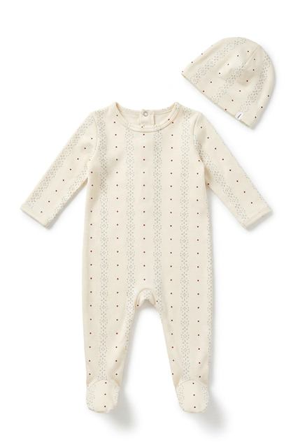 Dot Stripe Footie in Vanilla Blue by Little Fragile
