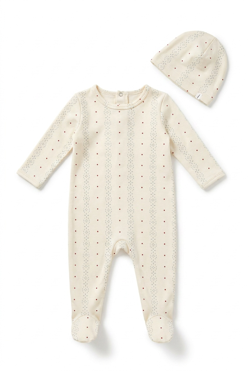 Dot Stripe Footie in by Little Fragile