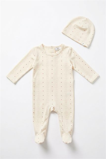 Dot Stripe Footie in Vanilla Pink by Little Fragile